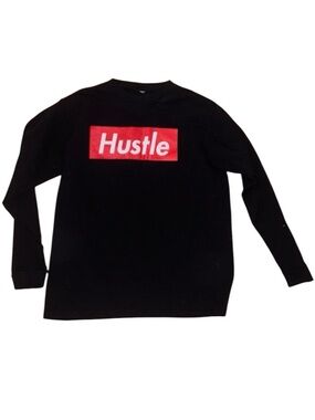 Hustle Logo Black Crewneck Sweater